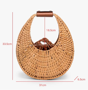 Bolso de Ratán Vietnamita, Tamaño 33.5x31 cm |   Duradero, Moderno y Ecológico |   Bolso Natural, Bolso de Ratán, Bolso Hecho a Mano para Ella - Product Image 6