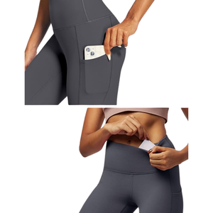 Leggings de yoga personnalisés taille mi-haute pour femmes, respirants, séchage rapide, écologiques, grandes tailles, collants de fitness 220g, fabricant en marque blanche - Product Image 3