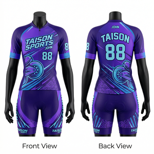 Premium polyester <b>roller</b> skating uniform women teal breathable fabric wave panel design front zipper custom sublimation logo - Product Image 5