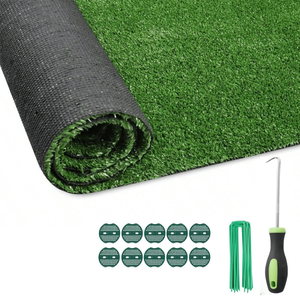 Gazon artificiel épais 4FT*20FT avec trous de drainage, dos en caoutchouc, pour zones intérieures/extérieures pour animaux de compagnie, tapis en herbe synthétique de qualité - Product Image 1