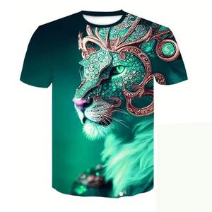 ชุดเสื้อยืดลายสิงโตและกางเกงขาสั้นสีเขียวสำหรับผู้ชาย สไตล์สตรีทแวร์ ชุดสองชิ้น ผ้าโพลีเอสเตอร์ ออกแบบเองได้ - Product Image 3