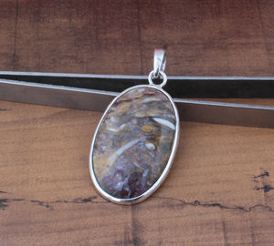 Colgante de Jaspe Natural, Plata de Ley 925, Chapado en Platino, Engaste Vintage, Joyería Hecha a Mano, Collar Unisex, Venta al por Mayor - Product Image 4