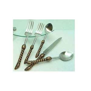 Luxury Floral Handle 5-Piece Stainless Steel Cutlery Set Knife Fork & Spoon Flatware <b>Ornate</b> Gold <b>Silver</b> Design Dishwasher Safe - Product Image 5