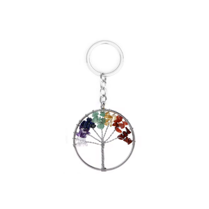 Llavero del Árbol de la Vida con 7 Chakras, Llavero de Cristal con Piedras Preciosas Naturales, Regalo Espiritual, Venta al por Mayor - Product Image 1