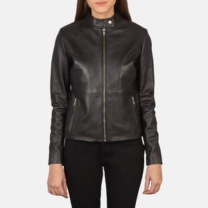 Wholesale Genuine Napa Leather Women's Cropped Biker Jacket Gothic <b>Black</b> <b>Bolero</b> <b>Shrug</b> Slim OEM ODM Women's Genuine Cowhide - Product Image 5