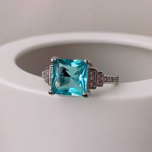 Anillo de compromiso y promesa de boda Ava Aquamarine Solitaire de plata de ley con piedra preciosa, regalo para mujer - Product Image 3