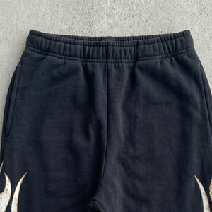 Pantalon de survêtement en molleton noir pour homme, taille élastique, motif flamme imprimé, vêtements décontractés pour l'hiver - Product Image 3