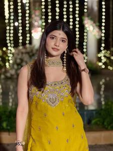 Traje Sharara de Diseñador Indio-Pakistaní, Último Modelo Exclusivo de Alta Calidad, Salwar Kameez, Ropa India Elegante para Mujer, Vestido de Novia - Product Image 3