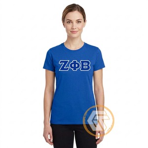GREEK TREASURES Camiseta negra para mujer de la hermandad Zeta Phi Beta, corte regular, cuello en V, manga corta, 100% algodón, jersey informal, color liso - Product Image 4