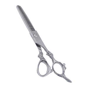 Tijeras para Adelgazar el Cabello, 6 y 5.5 Pulgadas, Hoja Recta Afilada, para Diestros, Mango Recto, Acero Inoxidable 4Cr13, para Barbería - Product Image 1