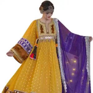 Última Moda en Ropa Étnica, Vestido Largo Maxi para Mujer, Bordado Personalizado con Borlas, Vestido Tradicional Afgano Kuchi para Mujer - Product Image 3