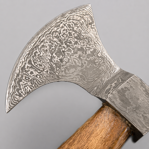 Custom Handmade Damascus Steel <b>Axe</b> Head with Wooden <b>Handle</b> and Leather Sheath-DIY Industrial Grade - Product Image 2