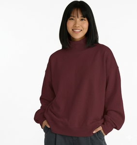 Sudadera de cuello alto de forro polar para mujer, cómoda, de manga larga, estilo urbano, OEM ODM, ropa de otoño-invierno, ecológica, frontal. - Product Image 1