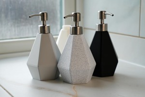 Geometric Shape Lotion <b>Dispenser</b> For Bathroom Vanity Kitchen Sink Liquid Soap Pump <b>Bottle</b> Home Daily Use And Counter Decor - Product Image 3