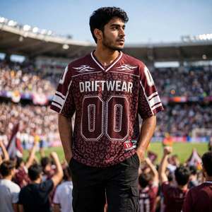 Camiseta de Fútbol Americano Vintage Personalizada, Manga Corta, Cuello en V, Poliéster/Algodón, Secado Rápido, Transpirable, Malla, para Rugby, Ropa de Equipo - Product Image 4