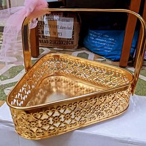 Round Metal <b>Basket</b> For Fruit <b>Display</b> And Kitchen Decor Rectangle Metal <b>Basket</b> For Pantry And Storage Organizer - Product Image 6