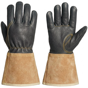 Guantes de soldadura de última generación, resistentes al calor, de cuero vacuno, con costuras reforzadas, equipo de seguridad industrial para trabajos pesados. - Product Image 5