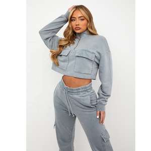 Survêtements de sport décontractés pour femmes, 2 pièces, respirants, à capuche, avec logo personnalisé, en toile, motif uni, pour sports d'hiver - Product Image 1