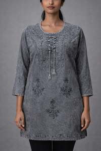 Mini Vestido Casual de Rayón Tejido con Bordado y Top - Product Image 3