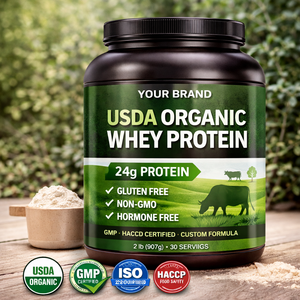 Proteína de Suero Orgánica USDA de Marca Privada OEM, 2 lb, 30 Porciones, Certificación GMP HACCP, Sin Gluten, Sin OMG, Sin Hormonas - Product Image 1