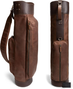 Bolsa de golf de cuero con divisor superior y correa para el hombro, estilo vintage, para hombres y mujeres, con soporte silenciador para el día de domingo - Product Image 3
