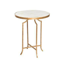 Side Coffee Table <b>Gold</b> and White Round Shape with Marble Top for Home Decoration - Product Image 5