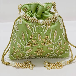 กระเป๋าปักลายประดับลูกปัดแบบมีเชือกผูก กระเป๋าถือสำหรับงานเลี้ยงตอนเย็น กระเป๋าถือเจ้าสาวงานแต่งงาน กระเป๋าใส่เครื่องประดับและเครื่องสำอาง - Product Image 4
