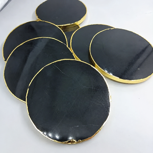 Natural Black <b>Agate</b> <b>Coaster</b> Gold Edge Polished Stone Round Plate Crystal <b>Coaster</b> Home Decor Gift Wholesale Supplier Manufacturer - Product Image 4