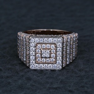 <b>Mens</b> Square Signet Lab Diamond <b>Ring</b> Rose Gold Silver <b>Pinky</b> <b>Ring</b> Wedding Band Hip Hop Jewelry Statement <b>Ring</b> Gift for <b>Men</b> - Product Image 1