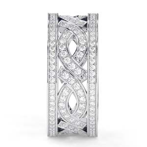 Bague de mariage éternelle en or blanc pour femme, sertie de diamants de laboratoire taille ronde, élégante et lourde - Product Image 3