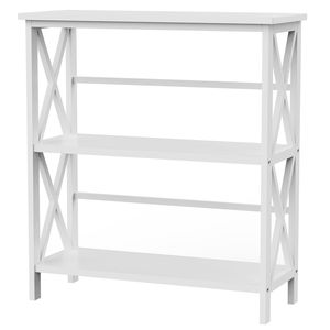 3 Tier <b>Wall</b> <b>Mounted</b> <b>Bookshelf</b> Drill Free Metal Open Bookcase for Home Office Study Matte White Finish - Product Image 3