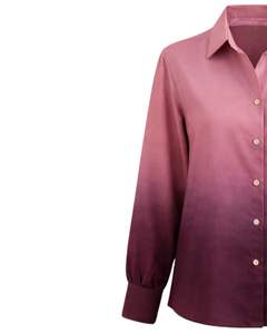 Chemisier décontracté à manches longues boutonné pour femme, dégradé rose à bordeaux, idéal pour le bureau – Fabrication OEM personnalisée - Product Image 3