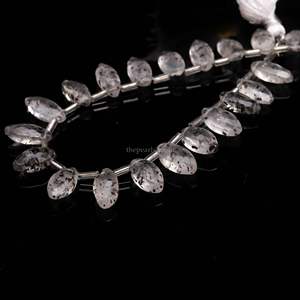 Cuentas facetadas de cuarzo natural con puntos, forma marquesa, perforadas lateralmente, 7x12-8x13MM, hilo para fabricación de joyas, a granel - Product Image 2