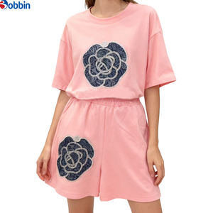 Conjunto de 2 Piezas Personalizado de Moda Veraniega para Mujer, Camiseta y Pantalones Cortos, Conjunto Deportivo Estampado, Spandex y Algodón Transpirable - Product Image 4