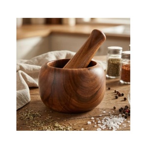 Handcrafted Natural Wood Mortar and Pestle Set Fantastic Design Acacia Wood Spice <b>Grinder</b> & <b>Herb</b> Masher In Lowest Price - Product Image 2