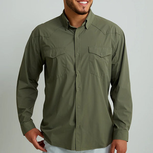 เสื้อเชิ้ตตกปลาแขนยาวผ้าโพลีเอสเตอร์ 100% แบบสั่งทำพิเศษ แห้งเร็ว ระบายอากาศ กันลม มีกระเป๋าหลายช่องด้านหน้า เหมาะสำหรับเดินป่า - Product Image 1
