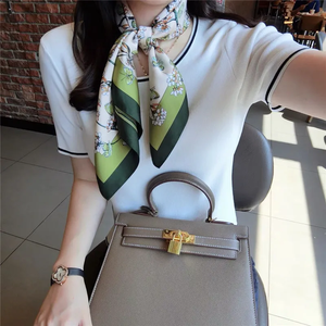 70*70cm Flower Silk Square Scarf Women Satin <b>Shawl</b> <b>Wrap</b> Hijab Female Hair Band Wrist Luxury Headkercheif fashion Bandana - Product Image 1