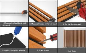 Paneles Acústicos de Pared de Listones de Instalación Rápida, 100% Fibra de Poliéster, Chapa de Madera, para Hoteles, Apartamentos, Villas - MDF Sólido - Product Image 2