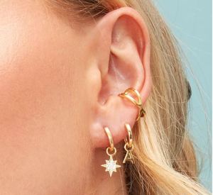 Manchette d'oreille croisée massive en argent sterling, boucles d'oreilles minimalistes sans perçage - Product Image 4