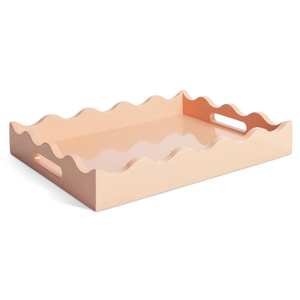 Nouveau plateau élégant à bords festonnés avec poignées, finition laquée, fabriqué à la main au Vietnam avec couleurs OEM/ODM personnalisables. - Product Image 1