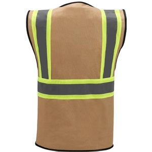 Men's Reflective Safety Vest Black Breathable Polyester Casual Outerwear Summer Wear Collarless Solid Design - Product Image 4