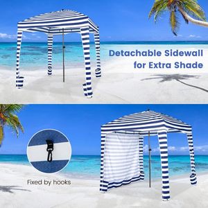 Tenda Cabana da Spiaggia Pop-up 6x6 Piedi con Borsa per il Trasporto e Pareti Laterali Staccabili, Design Pieghevole per Comodità - Product Image 6