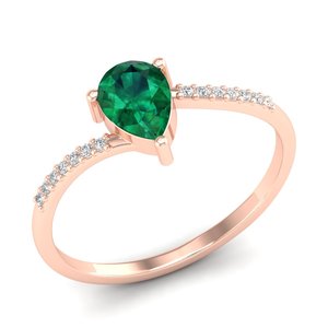 Anillo REYES de Diseño Clásico con Corte de Pera y Gema Esmeralda de 0.75 Quilates en Plata de Ley 925, Certificado GRA, Moissanita, Regalo de Boda, Joyería - Product Image 2