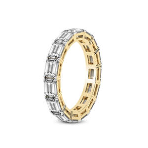 แหวนเพชรเม็ดมรกตสังเคราะห์ทรงคลาสสิค 100% ทองแท้ 14k/18k ยี่ห้อ Maven ดีไซน์แบบ Eternity  คุณภาพ VS1 สำหรับทั้งชายและหญิง - Product Image 4