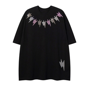 เสื้อยืดโอเวอร์ไซส์สำหรับเด็กผู้หญิง คอกลม ไหล่ตก เสื้อยืดผู้หญิงเนื้อหนา พิมพ์ลายตามสั่ง เสื้อผู้หญิง - Product Image 1