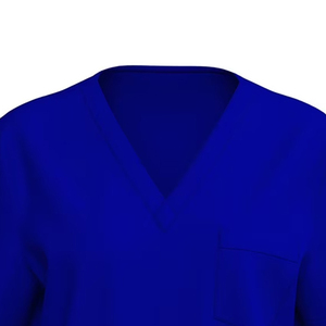 Unisex <b>Scrub</b> <b>Top</b> Shirt V Neck And Short Sleeve Hospital Wear Cotton Fabric Custom Logo And Solid Color - Product Image 3