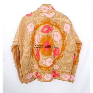 Wholesale Premium Breathable Eco-Friendly Quick Dry Nonwoven Cotton Embroidered Cotrise <b>Jacket</b> <b>Mandarin</b> <b>Collar</b> Cotton Lining - Product Image 6