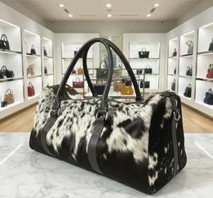 Bolsa de Viaje de Cuero Genuino Estilo Vintage Occidental con Cierre de Cremallera, Hecha a Mano, para Fin de Semana, LHODB-0046 - Product Image 2