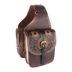 Premium Hand <b>Tooled</b> Genuine <b>Leather</b> Horse Saddle Bag | Equestrian Jumping Saddle <b>Pouch</b> | Durable Western Riding Tack Gear set - Product Image 3