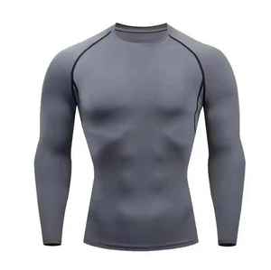 <b>Men's</b> Breathable Quick Dry Polyester <b>Compression</b> Rash Guard <b>Shirt</b> with Front Logo Adult Size Full Sleeve Sport Top - Product Image 4